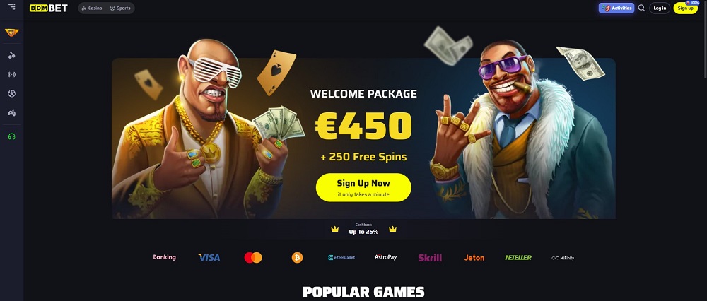 BDM bet Casino homepage screenshot. 